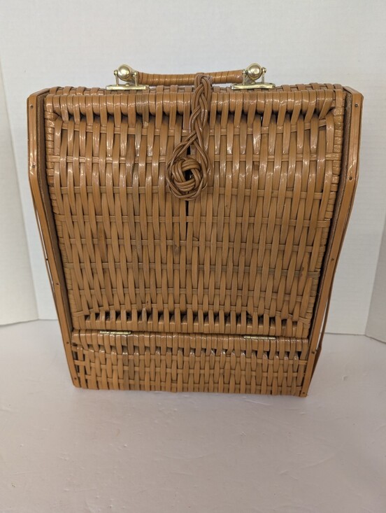 Vintage Handbags - Vintage Wicker Woven Top-Handle Women’s Bag 1950s Summer Bag